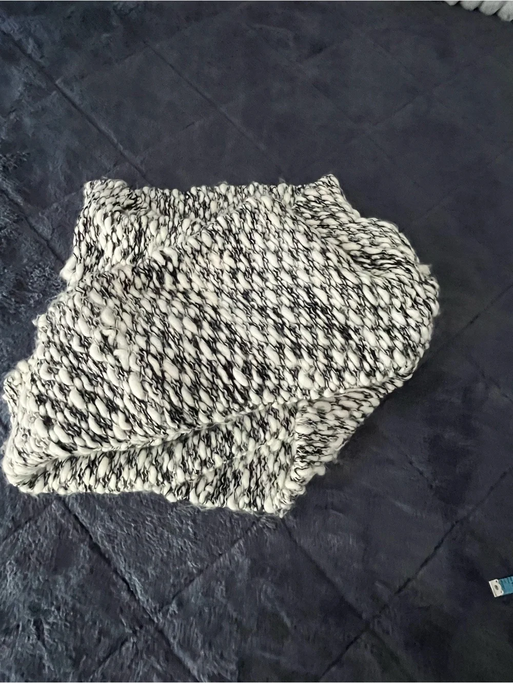 Express Black and White Marled beanie and infinity scarf